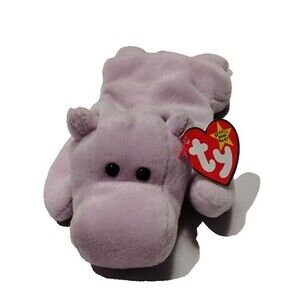 TY Original Beanie Babies 1993 Happy the Hippo 9" Purple Retired with Tags Baby